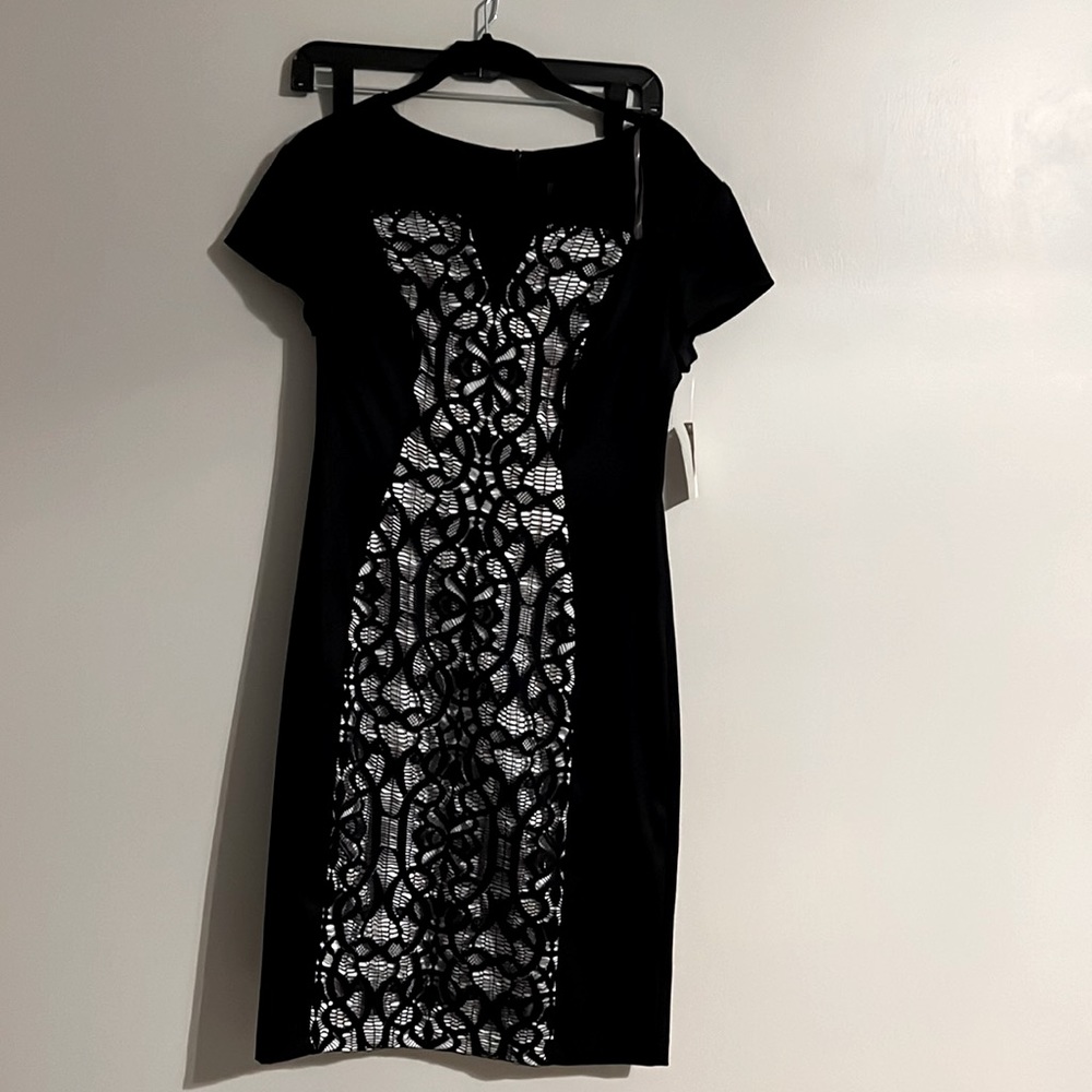 Lace dress zip back black 4